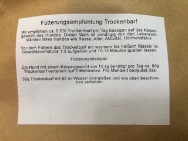 Trockenbarf Rindfleisch mit Obst und Gemüse 1 kg