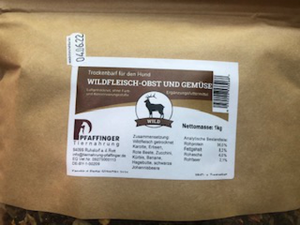 Trockenbarf Wildfleisch mit Obst und Gemüse 1 kg